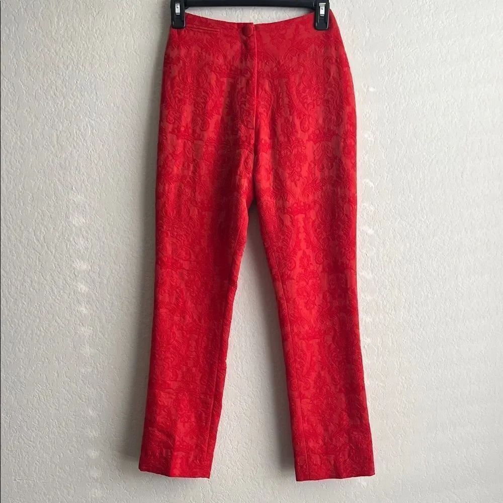 Like New! Karen Millen England Wool Blend Red Textured Pants in Size 8